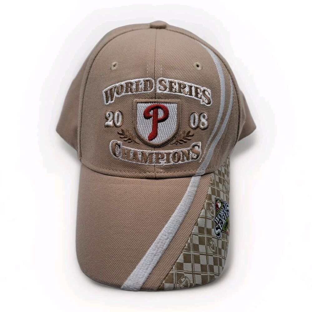 2008 Nike Philadelphia Phillies World Series Champions Hat Cap Tan White EUC‎